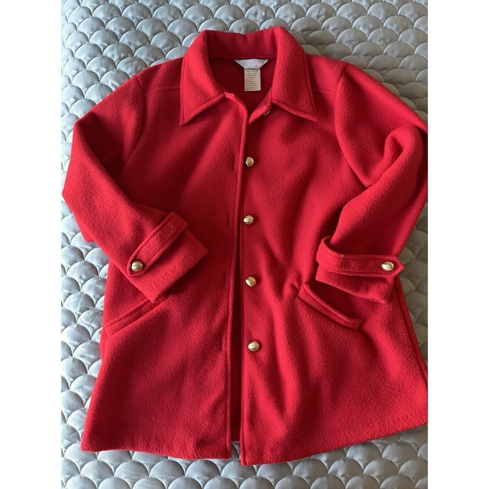 Vintage Blair Red Fleece Coat size Med 80s Raglan Sleeve Fleece  Feel Jacket